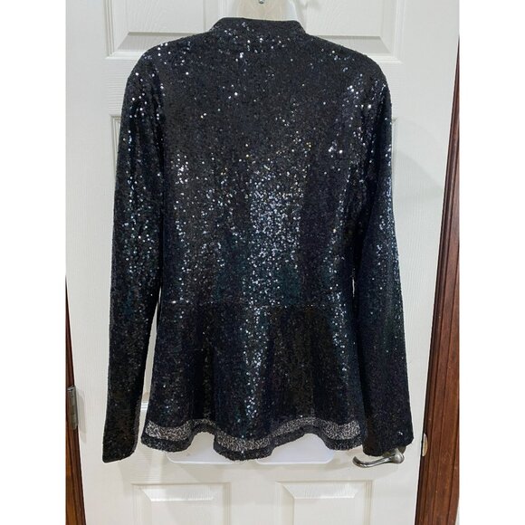NWT Bagatelle Collection Black Sequin Open Front Blazer Jacket Lined Size M - Picture 8 of 9